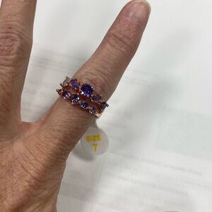 NWT Bomb Party Size 7 Two-Fer Ring. Gradient Amethyst & CZ Rose Gold MSRP $148